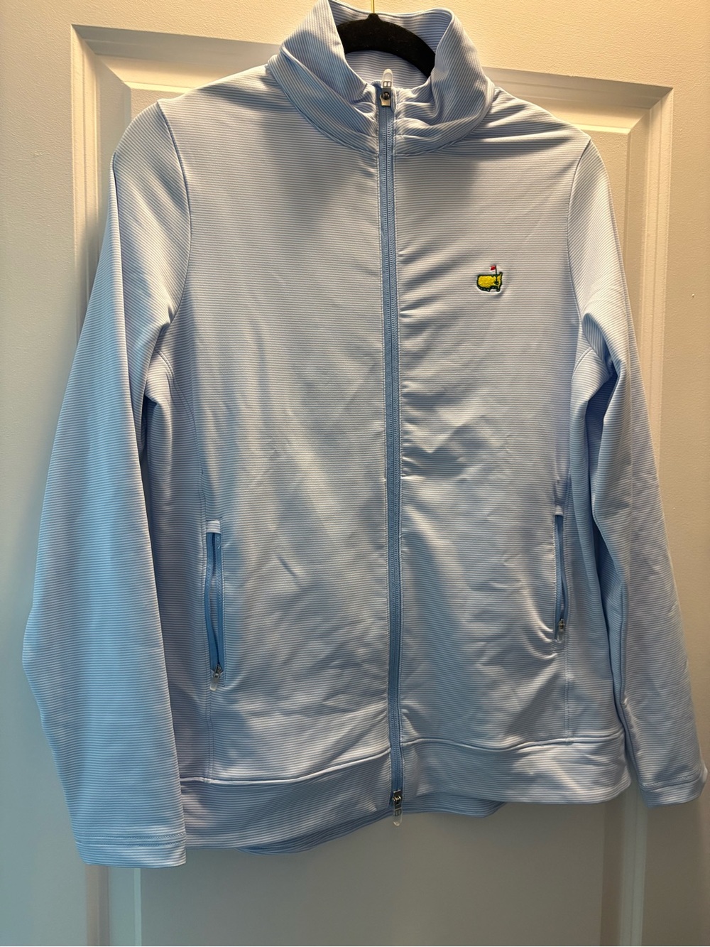 Masters Light Blue & White Mini Stripe Full-Zip Jacket
